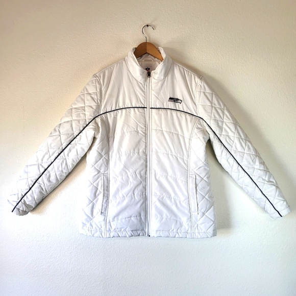 NFL Jackets & Blazers - Seattle Seahawks White Women's XL Insulated Full Front Zip Puffer Jacket
